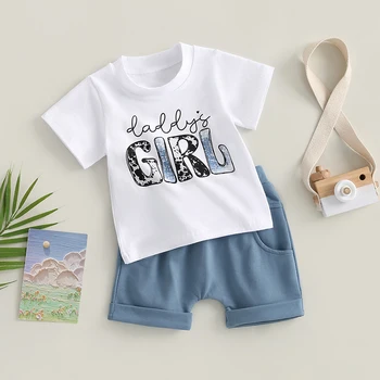 FOCUSNORM 0-3Y Bebek Bebek Erkek Yaz günlük kıyafetler Setleri 2 adet Mektup Leopar Baskı Kısa Kollu T Shirt + Katı Elastik Şort 5