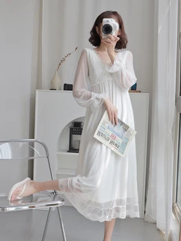 Gecelikler Kadınlar Yaz İnce Dantel Örgü Sevimli Pijama 2023 Moda Yeni Tasarım Ins Seksi Salon Beyaz Mini Serin Harajuku Estetik