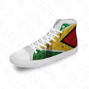 Guyana Bayrağı Yüksek Top kanvas ayakkabılar Dıy Lüks Erkek Kadın rahat ayakkabılar Moda Düz Ayakkabı 3D Baskı Platformu Zapatillas Hombre