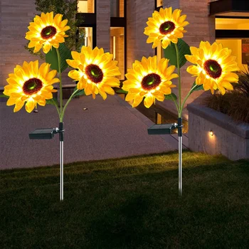 Güneş ayçiçeği ışık açık hava bahçe dekorasyonu ışıkları su geçirmez LED güneş enerjili Yard yolu dekoratif ışık peyzaj lambası