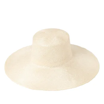 Güneş koruyucu gölgeleme büyük ağız sisal hasır şapka açık plaj büyük ağız havzası şekilli silindir şapka, retro tarzı 4