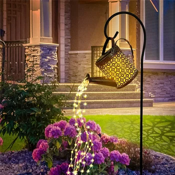 Güneş ışıkları açık LED sulama kovası ışık asılı şelale lambası su geçirmez bahçe dekor Yard sundurma çim lambası