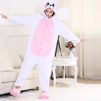 Hayvanlı pijama Tavşan Kigurumi Kadınlar İçin Tek Parça Kızlar Pijama Tavşan Onesies Yetişkinler Kızlar İçin Cosplay Kostüm Cadılar Bayramı İçin 0