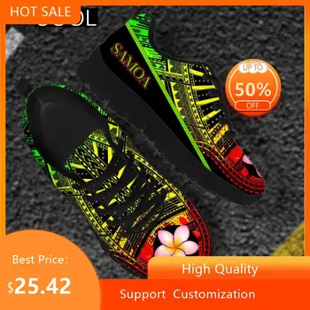 HYCOOL Yeni Trend Kadın Flats spor ayakkabılar Unisex Samoa Kabile Plumeria İle 3D Baskı Bayanlar Rahat koşu ayakkabısı Scarpe Donna