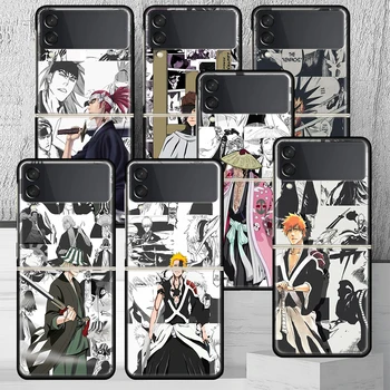 Ichigo Kenpachi Çamaşır Suyu Anime Telefon samsung kılıfı Galaxy Z Flip 4 5 Flip3 5G Siyah Sert Kapak ZFlip4 ZFlip5 ZFlip3 Coque Fon