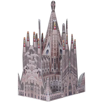 Ispanya Sagrada Familia Katlanır Mini 3D Kağıt Modeli Ev Papercraft DIY Sanat Origami Yapı Çocuklar Yetişkin Zanaat Oyuncaklar QD-134