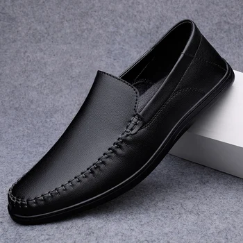 Italyan Erkek Ayakkabı Hakiki Deri Rahat Lüks Marka Yaz erkek mokasen ayakkabıları Moccasins Rahat Sürüş Nefes Tekne Ayakkabı Üzerinde Kayma