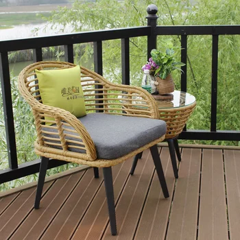 İskandinav Rattan Sandalye Balkon Bahçe Avlu Masa Sandalye Üç Parçalı Set dış mekan mobilyası Aile Yanı yemek sandalyeleri kamp sandalyesi