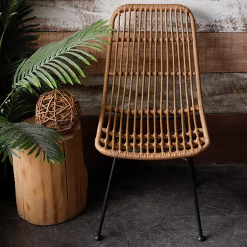 İskandinav Rattan Sandalye Yaratıcı yemek sandalyeleri yemek odası mobilyası Modern Avlu Balkon Boş Sandalye Açık Sandalye Şezlong