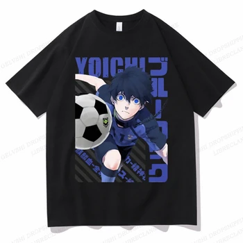 Japon animesi Mavi Kilit T Shirt Erkek moda tişörtler Pamuklu Tişört Çocuklar Hip Hop Tees Tops Kadın Tshirt Futbol Camiseta Erkek