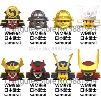 Japon Samurai Takımı WM6096 Ronin Savaşçı Aksiyon Figürü Kask Zırh Silah Aksesuarları yapı blok oyuncaklar Çocuklar İçin WM6090 1