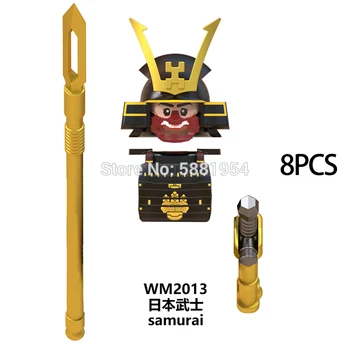 Japon Samurai Takımı WM6096 Ronin Savaşçı Aksiyon Figürü Kask Zırh Silah Aksesuarları yapı blok oyuncaklar Çocuklar İçin WM6090 3