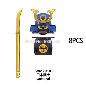 Japon Samurai Takımı WM6096 Ronin Savaşçı Aksiyon Figürü Kask Zırh Silah Aksesuarları yapı blok oyuncaklar Çocuklar İçin WM6090 5