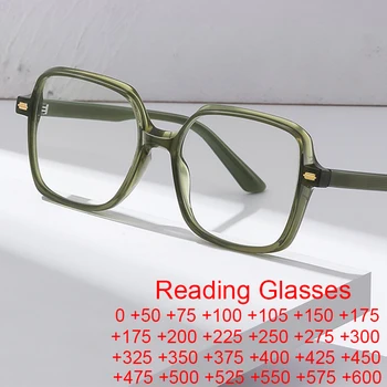 Jöle yeşil büyük boy kare okuma gözlüğü kadın erkek Ultralight Vintage bilgisayar mavi ışık engelleme Anti Ray gözlük + 1.5