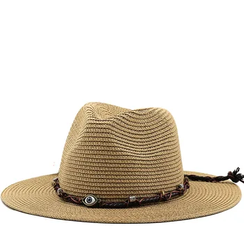Kadınlar Geniş Brim Straw Panama Roll up Şapka erkek Fedora Plaj güneş şapkası UPF50 + yaz güneşlik şapka güneş koruyucu tatil çocuklar için 3