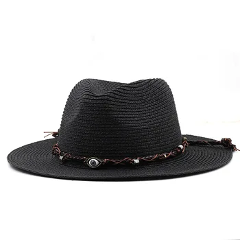 Kadınlar Geniş Brim Straw Panama Roll up Şapka erkek Fedora Plaj güneş şapkası UPF50 + yaz güneşlik şapka güneş koruyucu tatil çocuklar için 5