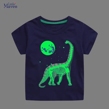 Küçük maven Erkek Gömlek Aydınlık Dinozor Moda Çocuk Boys Tops Tees Gömlek Yaz Çocuk Giysileri Pamuk Bebek Erkek Gömlek