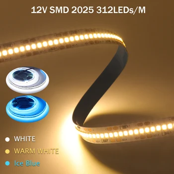 LED Şerit 12V SMD 2025 312Leds/M IP21 IP67 Su Geçirmez Beyaz/Buz Mavisi Esnek Şerit Halat LED bant ışık Ev Dekorasyon için