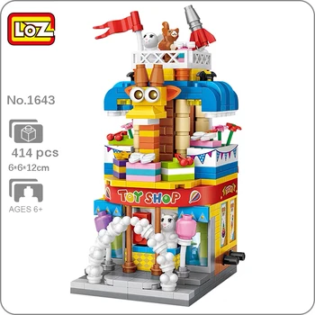 LOZ 1643 Şehir Sokak Zürafa Oyuncak Dükkanı Mağaza Tavşan Hayvan Mimarisi Mini Blokları Tuğla Yapı Oyuncak Çocuk Hediye için hiçbir Kutu