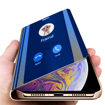 Lüks Akıllı Ayna Flip Telefon iPhone için kılıf 6 6S 7 8 Artı X Kapak Deri Tutucu Ayakta iPhone XR XS Max Kılıfları