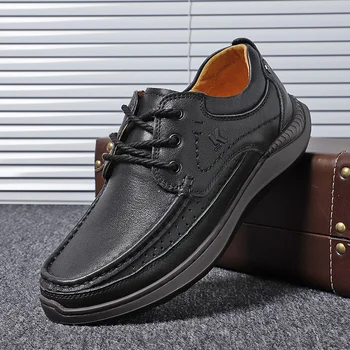 Marka gündelik erkek ayakkabısı Hakiki deri ayakkabı El Yapımı Gerçek Deri Erkek rahat ayakkabılar Erkekler İş Resmi Ayakkabı Ofis Ayakkabı