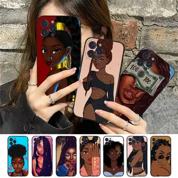 Moda Siyah Afrikalı Kızlar telefon kılıfı için iPhone 8 7 6 6S Artı X SE 2020 XR XS 14 11 12 13 Mini Pro Max Mobil Durumda