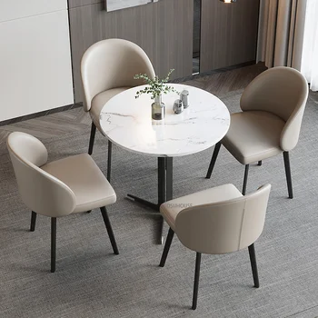 Modern basit deri yemek sandalyeleri yemek odası mobilyası ışık lüks mutfak otel masa sandalye tasarımcı resepsiyon sandalye CN