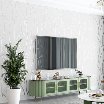 Modern Geometri 3D Çizgili Duvar Kağıdı Oturma odası Kanepe TV Duvarlar Için Dekor Ev Yüksek Kaliteli Gümüş Gri Beyaz duvar kağıdı ruloları