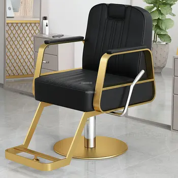 Modern Stil Salon Berber Sandalyeleri Basit Deri Güzellik Sanat Berber Sandalyeleri Asansör Döner Silla De Barbero Ticari Mobilya