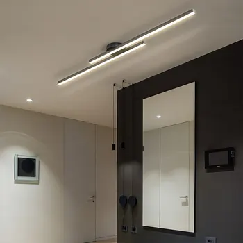 Modern Yaratıcı Minimalist LED Uzun Şerit Tavan Lambası Siyah Altın Koridor Koridor Balkon Basit Giriş Vestiyer Aydınlatma