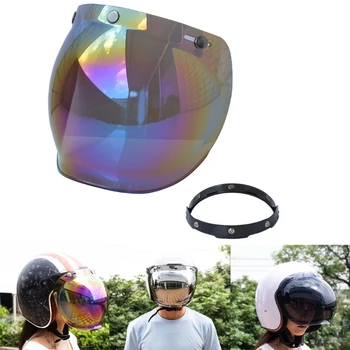 Motosiklet kask siperliği Lens Cam Değiştirme 3-snap Vintage Kask Kabarcık Visor Lens Damla Nakliye