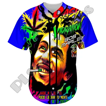 NewFashion Bob Marley Rastafari Aslan Vintage Reggae Retro Dövme 3DPrint Harajuku Yaz beyzbol gömlekleri Jersey Kısa Kollu 12
