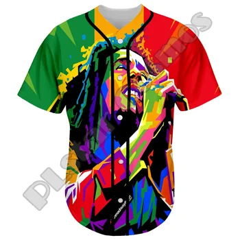 NewFashion Bob Marley Rastafari Aslan Vintage Reggae Retro Dövme 3DPrint Harajuku Yaz beyzbol gömlekleri Jersey Kısa Kollu 12 1