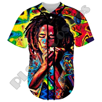 NewFashion Bob Marley Rastafari Aslan Vintage Reggae Retro Dövme 3DPrint Harajuku Yaz beyzbol gömlekleri Jersey Kısa Kollu 12 3