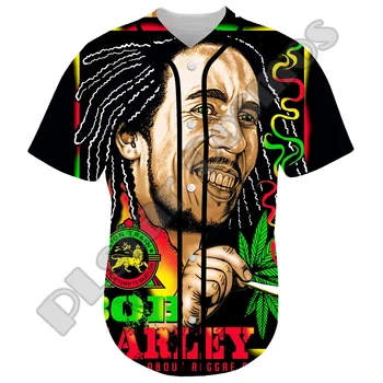NewFashion Bob Marley Rastafari Aslan Vintage Reggae Retro Dövme 3DPrint Harajuku Yaz beyzbol gömlekleri Jersey Kısa Kollu 12 4