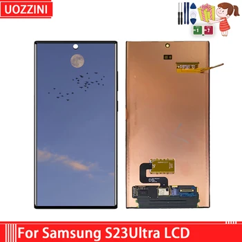 Orijinal Samsung S23 Ultra LCD ekran Dokunmatik Ekran Digitizer Meclisi Samsung S23 ultra SM-S918B LCD No / Çerçeve İle