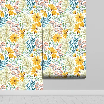 Papatya Kendinden Yapışkanlı Duvar Kağıdı yatak odası dekoru Çiçek Kabuğu ve Sopa Duvar Kağıdı Su Geçirmez Çıkarılabilir yapışkan kağıt Duvar Dekor için 4