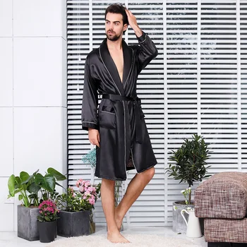 Pj erkek Bornoz Şort Takım Elbise Bornoz Pantolon Pijama Seti İpek Saten Gecelik İki parçalı Set Rahat Ev Sabahlık Pijama Erkek