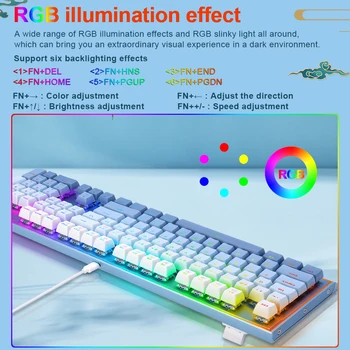 REDRAGON R9 USB RGB Mekanik Oyun Kablolu Klavye Alüminyum Çerçeve çalışırken değiştirilebilir Soket 104 Tuşları Gamer Bilgisayar PC Laptop için 3