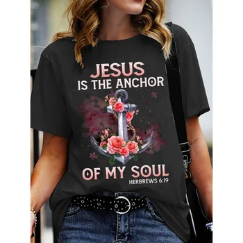 Rheaclots kadın İSA ÇAPA BENİM RUH Baskı O-Boyun kısa kollu tişört