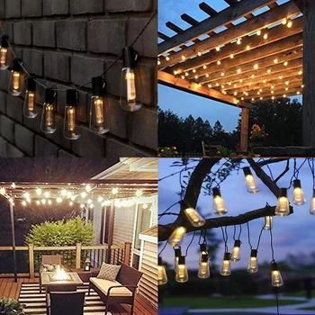 S14 Peri ampul ışık Dize Noel Küre Süslemeleri Ev için Parti Atmosfer Aydınlatma Kapalı / açık garland Bahçe Dekor