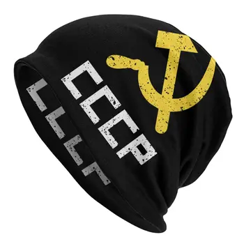Serin Kış Sıcak Kadın Erkek Örme Şapka Unisex Yetişkin Retro CCCP Skullies Beanies Caps Sovyetler Birliği SSCB Kaput Şapka