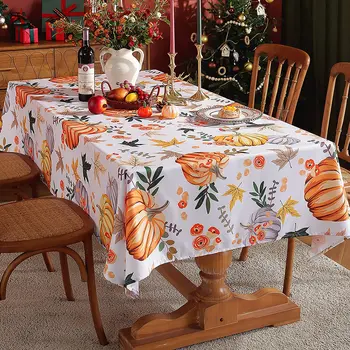 Sonbahar Kabak Akçaağaç Yaprağı Dikdörtgen Masa Örtüsü Mutfak yemek masası Dekor Kullanımlık Su Geçirmez Masa Örtüsü Tatil Parti Dekor