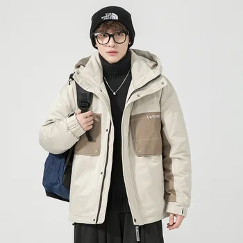 Sonbahar Kış Erkek Yeni Kalite Kore Tarzı Versiyonu Gevşek 90 Aşağı Ceket Giyim Moda Hoodie