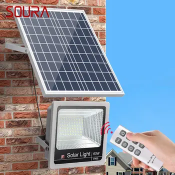 SOURA güneş projektör Sokak lambası uzaktan kumanda ile su Geçirmez IP65 LED dış ışık vurgulamak bahçe balkon İçin 0