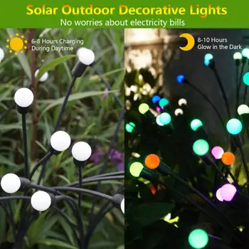Su geçirmez Renkli güneş enerjili açık hava aydınlatması bahçe dekorasyon güneş led ışık Bahçe Ev Çim bahçe Dekor Firefly bahçe ışıkları