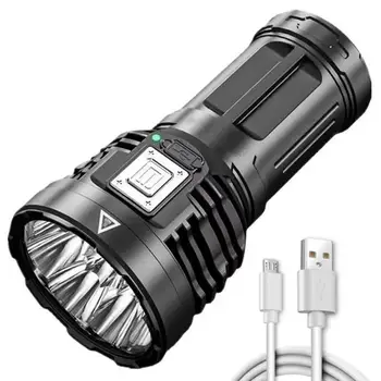 Süper parlak LED güçlü ışık el feneri USB şarj edilebilir taşınabilir el feneri kamp balıkçılık 5 aydınlatma modları açık 0