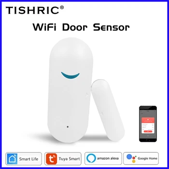 TISHRIC AW201 Wifi Kapı Sensörü Alarmı Akıllı Ev Otomasyon Güvenlik Koruma Alexa Google Ev İle Uyumlu Tuya APP