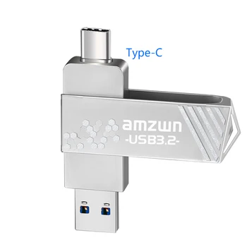 TİP - C Flash Sürücü OTG 128GB 256GB 512GB Yüksek Hızlı USB3.2 Bilgisayar smartPhone için 2in1 USB Metal Mini Kalem Sürücü amzwn