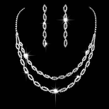 TREAZY Moda Kristal Gelin takı seti Rhinestones Gümüş kaplama Yapraklar düğün elbisesi Ziyafet Kolye küpe Seti Bayanlar Hediye